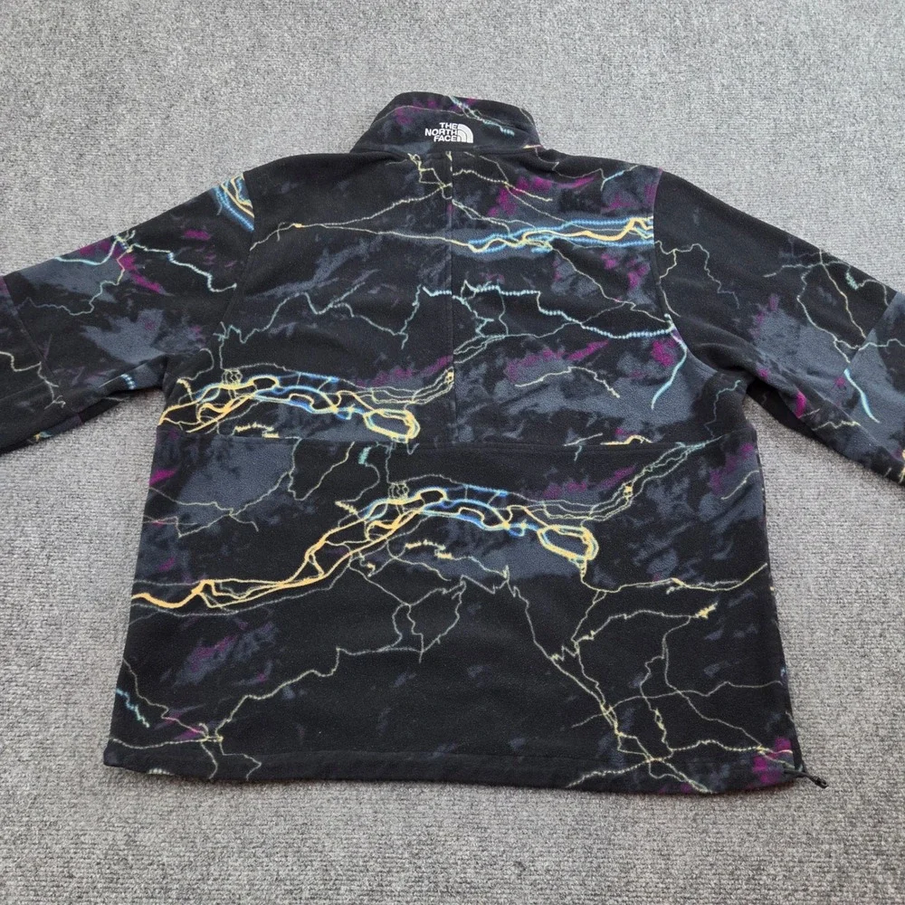 The North Face Fleece Pullover Mens L Black Abstract Print Polartec 1/4 Zip Top